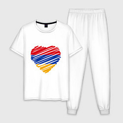 Пижама хлопковая мужская Сердце Армении, цвет: белый