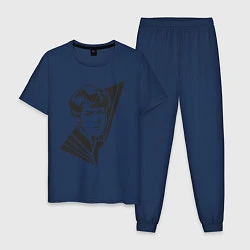 Пижама хлопковая мужская Юный Есенин, цвет: тёмно-синий