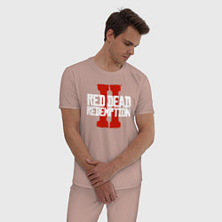 Пижама хлопковая мужская RDR II, цвет: пыльно-розовый — фото 2