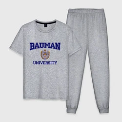 Пижама хлопковая мужская BAUMAN University, цвет: меланж