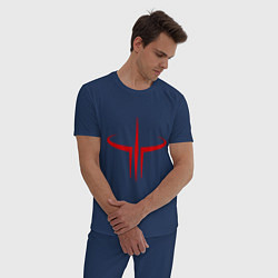 Пижама хлопковая мужская Quake logo, цвет: тёмно-синий — фото 2