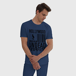 Пижама хлопковая мужская Hollywood Undead: flag цвета тёмно-синий — фото 2