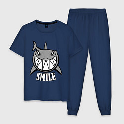 Пижама хлопковая мужская Shark Smile, цвет: тёмно-синий