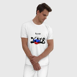 Пижама хлопковая мужская Russia, цвет: белый — фото 2