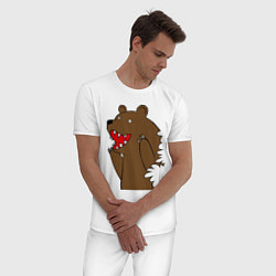 Пижама хлопковая мужская Медведь цензурный, цвет: белый — фото 2