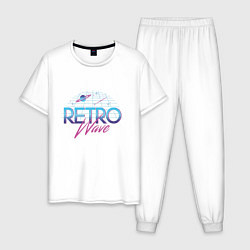 Пижама хлопковая мужская Retrowave Spacetraveling, цвет: белый