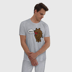 Пижама хлопковая мужская Медведь-качок: дрищ, цвет: меланж — фото 2