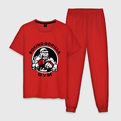 Пижама хлопковая мужская Boxing gorilla gym цвета красный — фото 1