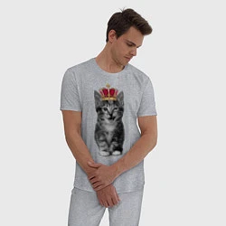 Пижама хлопковая мужская Meow kitten, цвет: меланж — фото 2
