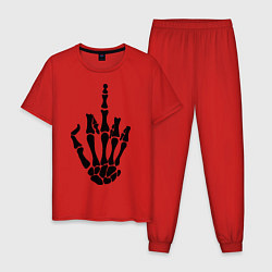 Пижама хлопковая мужская Fuck skeleton, цвет: красный