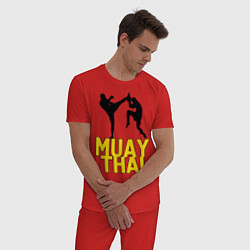 Пижама хлопковая мужская Muay Thai, цвет: красный — фото 2
