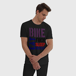 Пижама хлопковая мужская Bike eat sleep repeat, цвет: черный — фото 2