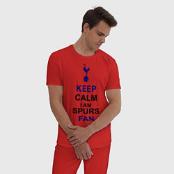 Пижама хлопковая мужская Keep Calm & Spurs fan, цвет: красный — фото 2