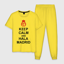 Пижама хлопковая мужская Keep Calm & Hala Madrid, цвет: желтый