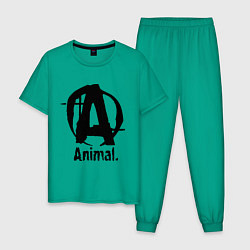 Пижама хлопковая мужская Animal Logo, цвет: зеленый