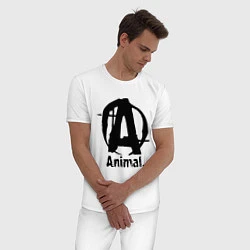 Пижама хлопковая мужская Animal Logo, цвет: белый — фото 2