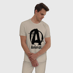 Пижама хлопковая мужская Animal Logo, цвет: миндальный — фото 2