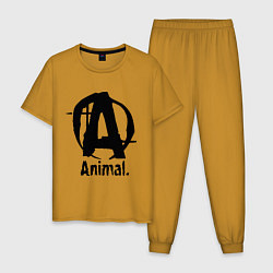 Пижама хлопковая мужская Animal Logo, цвет: горчичный