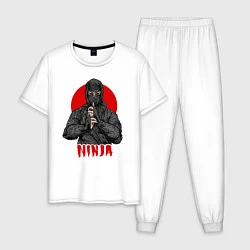 Пижама хлопковая мужская Sun Ninja, цвет: белый