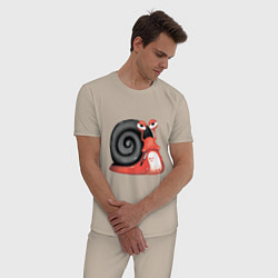 Пижама хлопковая мужская Боевая улитка, цвет: миндальный — фото 2