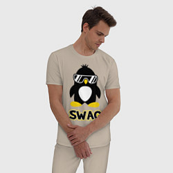 Пижама хлопковая мужская SWAG Penguin, цвет: миндальный — фото 2