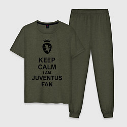 Пижама хлопковая мужская Keep Calm & Juventus fan цвета меланж-хаки — фото 1