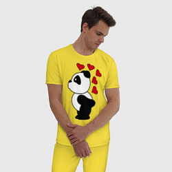 Пижама хлопковая мужская Поцелуй панды: для него, цвет: желтый — фото 2