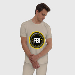 Пижама хлопковая мужская FBI Departament, цвет: миндальный — фото 2