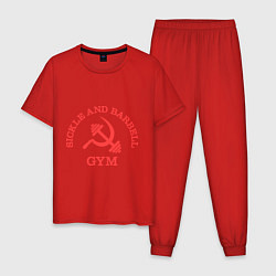 Пижама хлопковая мужская Sickle & Barbell: Gym цвета красный — фото 1