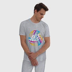 Пижама хлопковая мужская Волейбол, цвет: меланж — фото 2