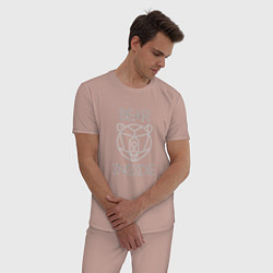 Пижама хлопковая мужская Bear Inside цвета пыльно-розовый — фото 2