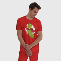 Пижама хлопковая мужская Огурец на пляже, цвет: красный — фото 2