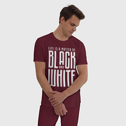 Пижама хлопковая мужская Juventus: Black & White, цвет: меланж-бордовый — фото 2