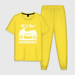 Пижама хлопковая мужская Nissan Silvia S14 Hoonigan, цвет: желтый