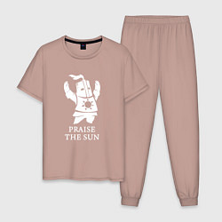 Пижама хлопковая мужская Praise the Sun, цвет: пыльно-розовый