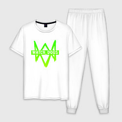 Пижама хлопковая мужская Watch Dogs: Green Logo, цвет: белый