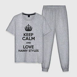 Пижама хлопковая мужская Keep Calm & Love Harry Styles цвета меланж — фото 1