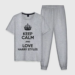 Пижама хлопковая мужская Keep Calm & Love Harry Styles, цвет: меланж
