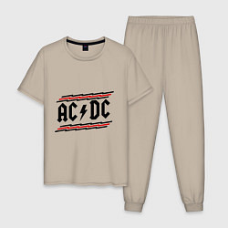 Пижама хлопковая мужская AC/DC Voltage, цвет: миндальный