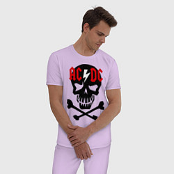 Пижама хлопковая мужская AC/DC Skull цвета лаванда — фото 2
