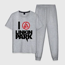 Пижама хлопковая мужская I love Linkin Park, цвет: меланж