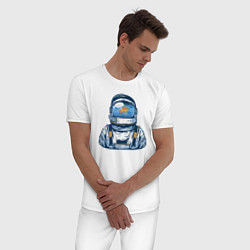 Пижама хлопковая мужская Космонавт-аквариум, цвет: белый — фото 2