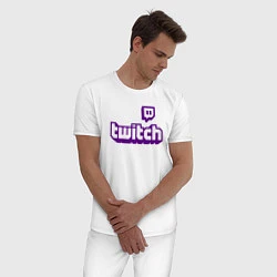Пижама хлопковая мужская Twitch, цвет: белый — фото 2
