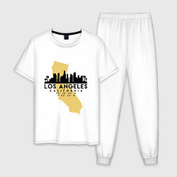 Пижама хлопковая мужская Лос-Анджелес - США, цвет: белый