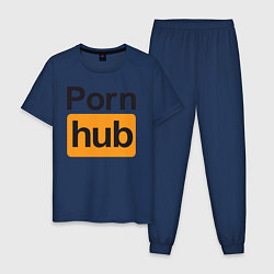 Пижама хлопковая мужская PornHub, цвет: тёмно-синий