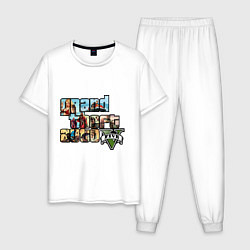 Пижама хлопковая мужская GTA 5 Stories, цвет: белый