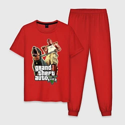 Пижама хлопковая мужская GTA 5: Man & Dog, цвет: красный