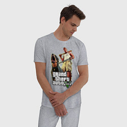 Пижама хлопковая мужская GTA 5: Man & Dog цвета меланж — фото 2