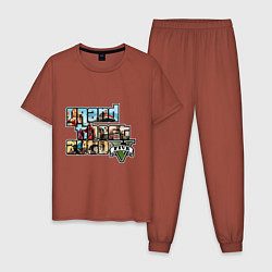 Пижама хлопковая мужская GTA V Stories, цвет: кирпичный
