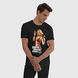 Пижама хлопковая мужская GTA V: Selfie, цвет: черный — фото 2